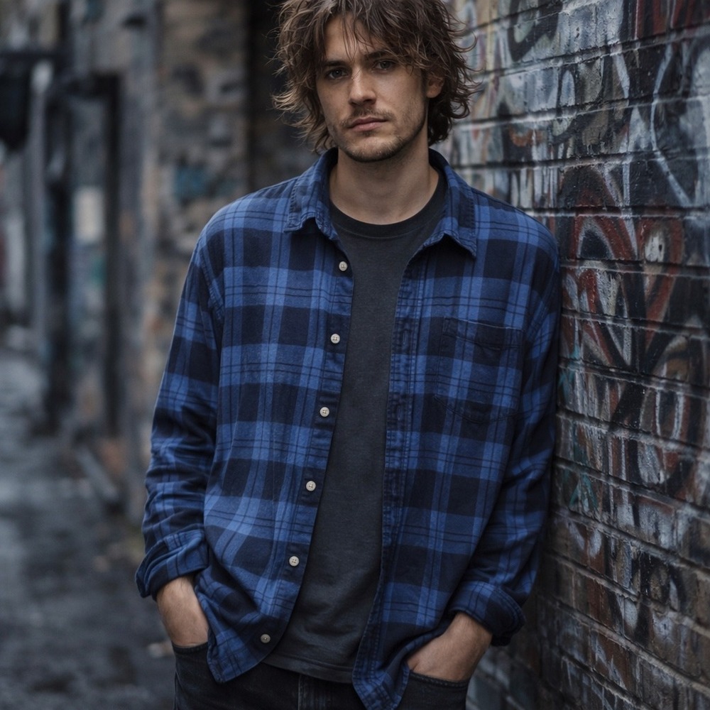 Jachs New York Mens Blue Plaid Classic Fit Long Sleeve Button‎ Down Shirt L